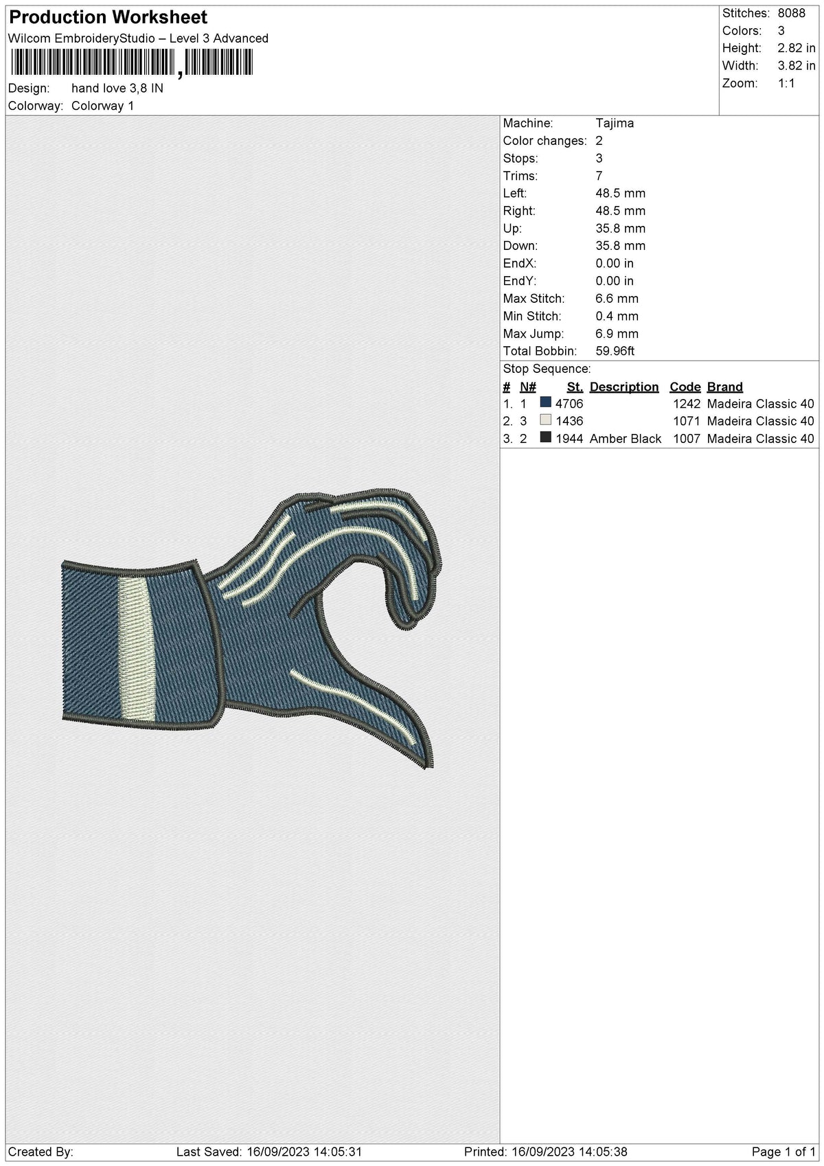 Hand Love Embroidery File 6 size