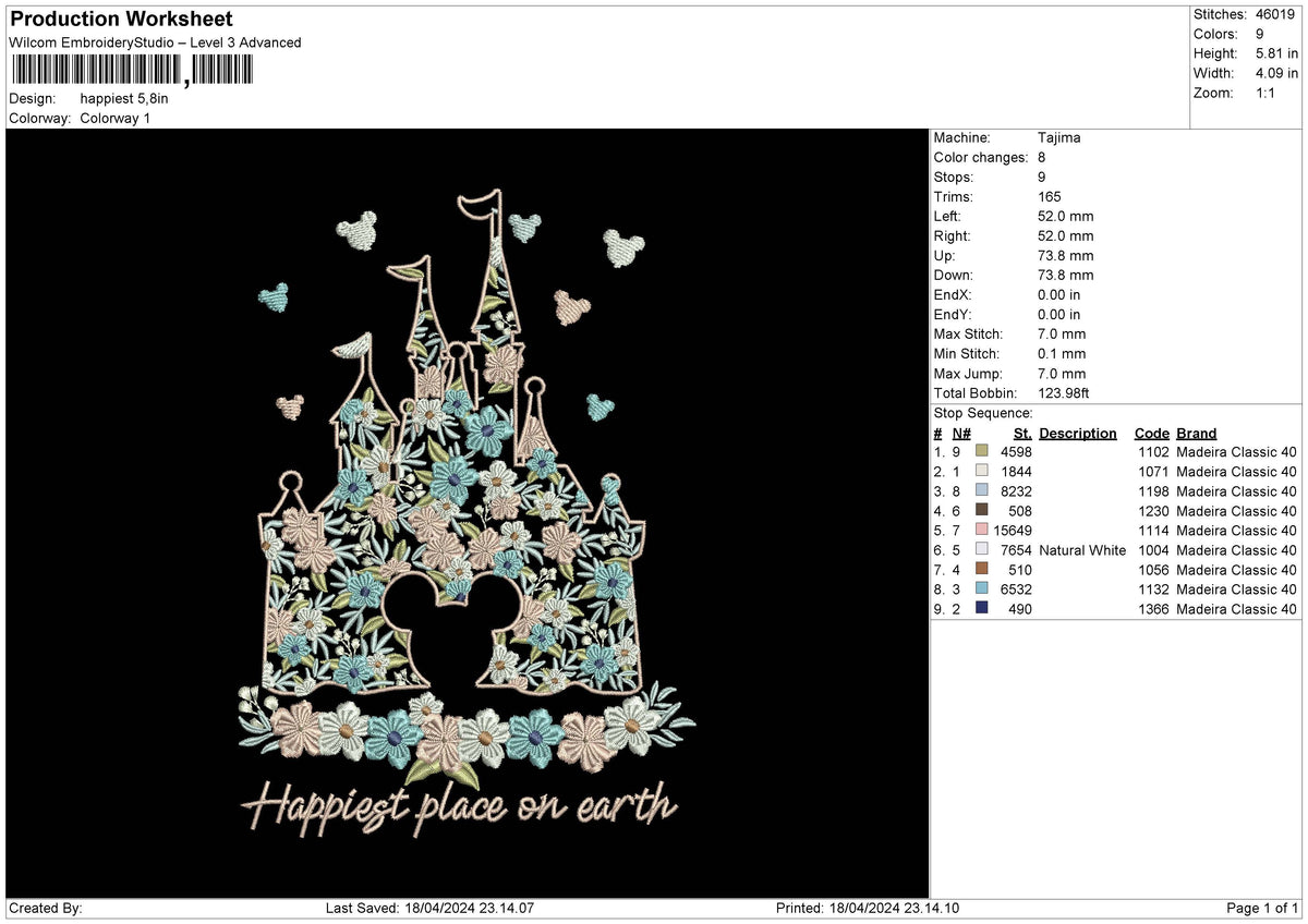 Happiest Embroidery File 6 sizes