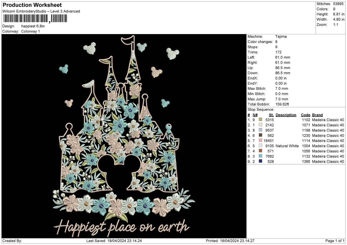 Happiest Embroidery File 6 sizes