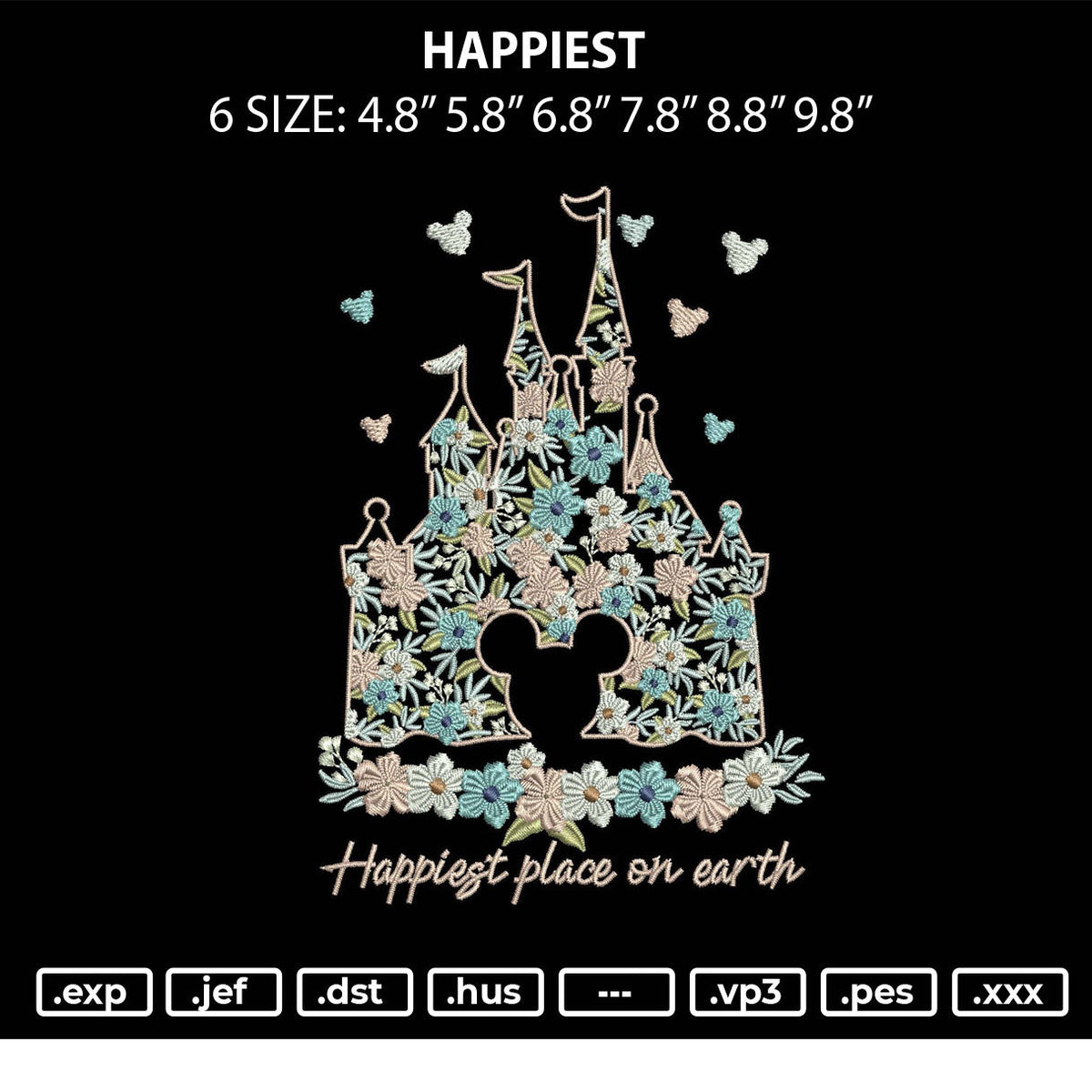 Happiest Embroidery File 6 sizes