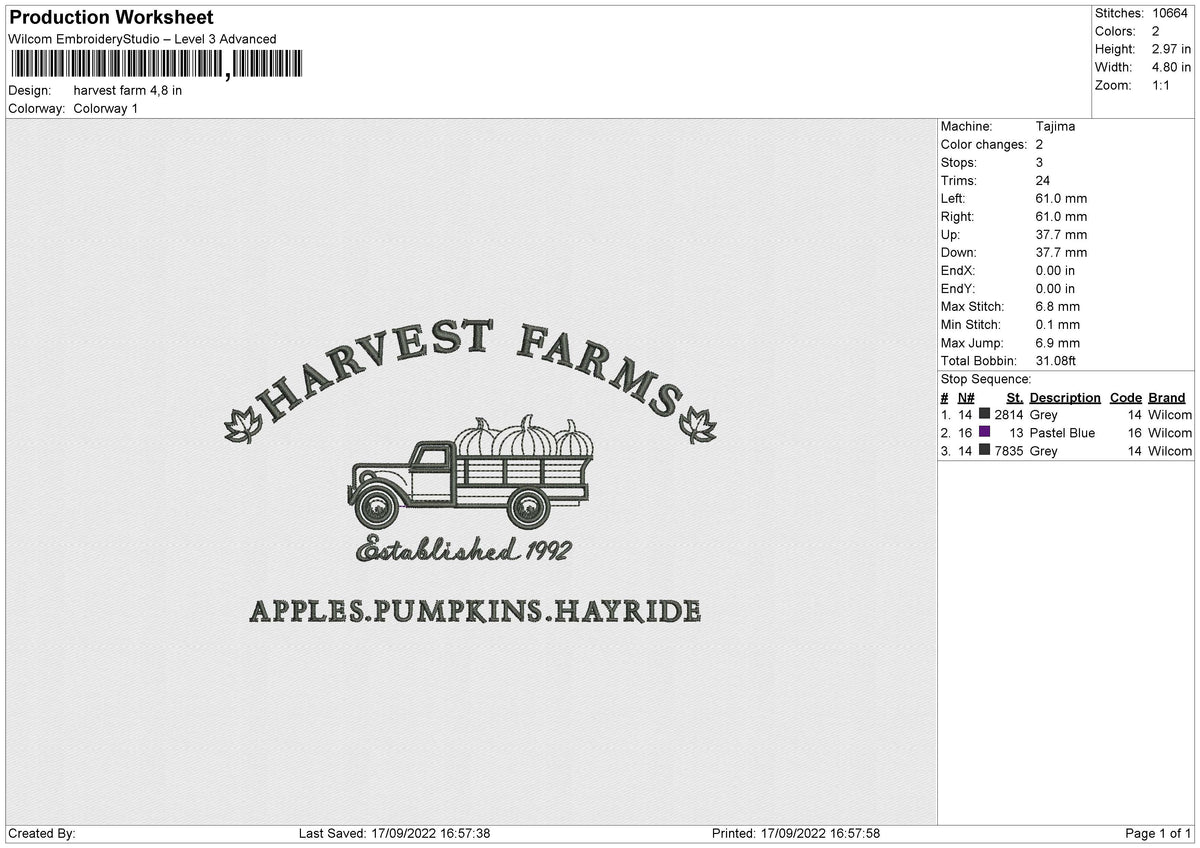 Harvest Farm pumpkins Embroidery