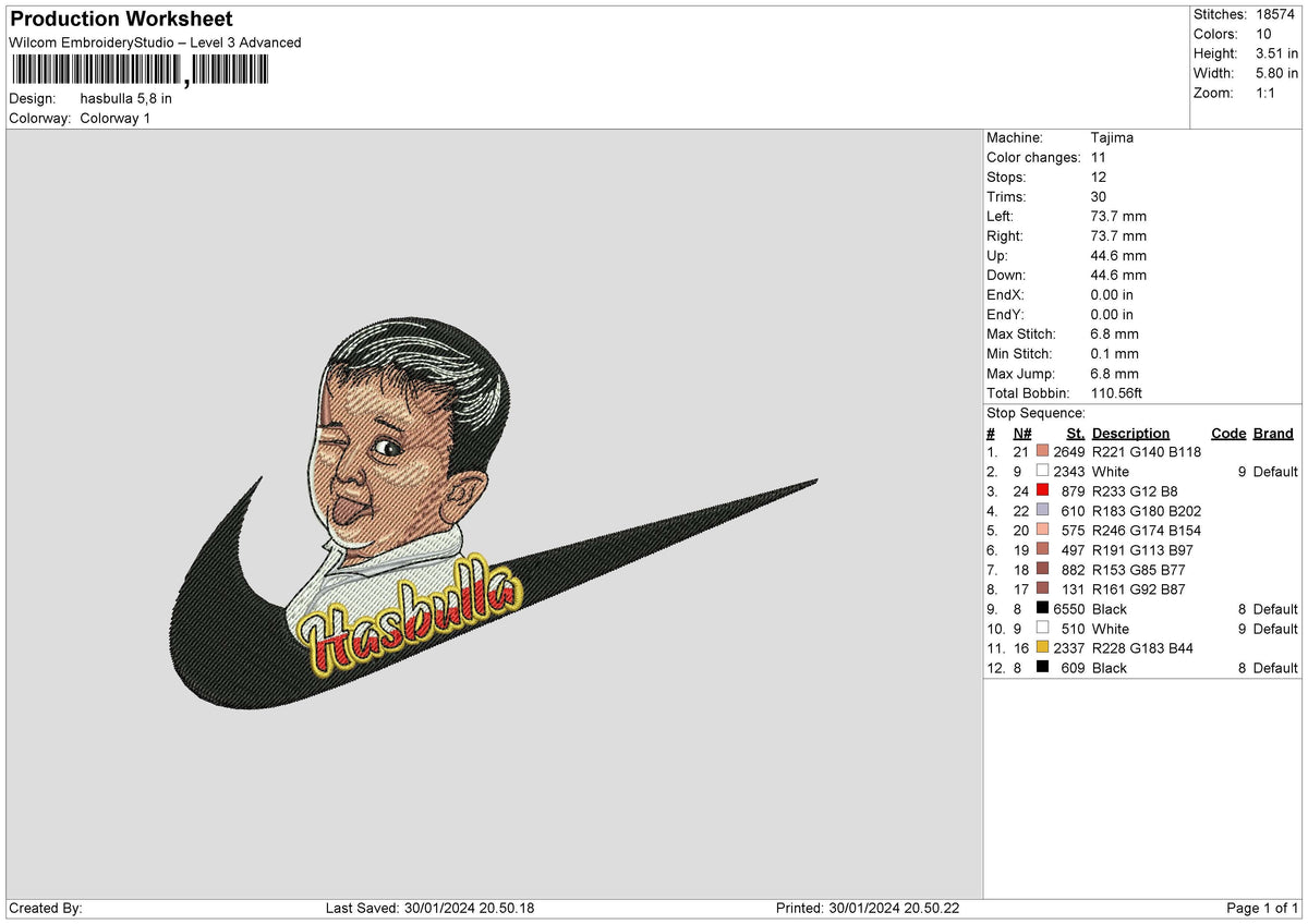 Swoosh Hasbulla Embroidery File 6 sizes