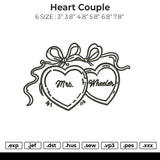 Heart Couple Embroidery File 6 sizes