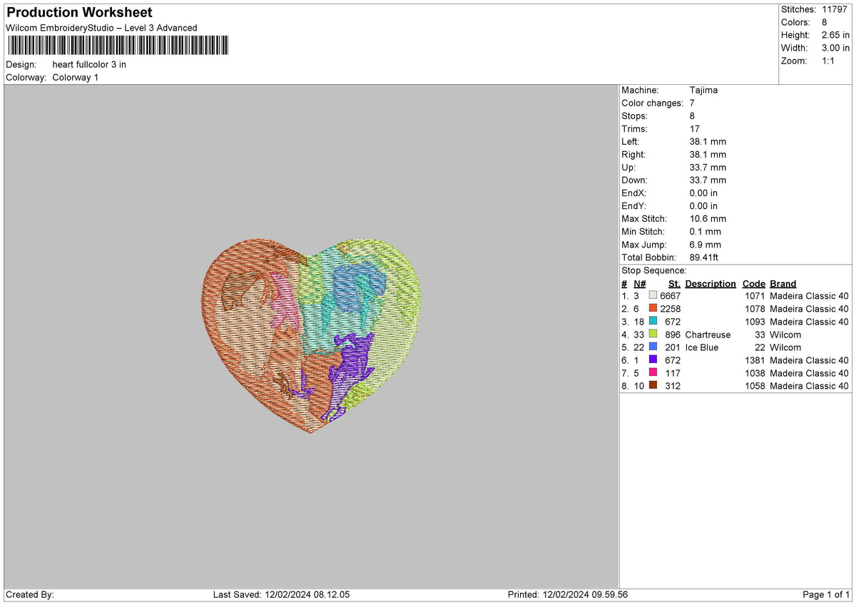 Heart Fullcolor Embroidery File 6 sizes
