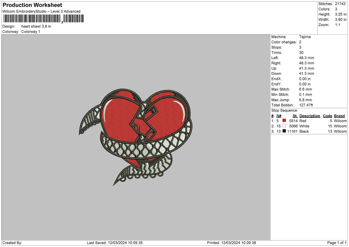 Heart 1203 Embroidery File 6 sizes