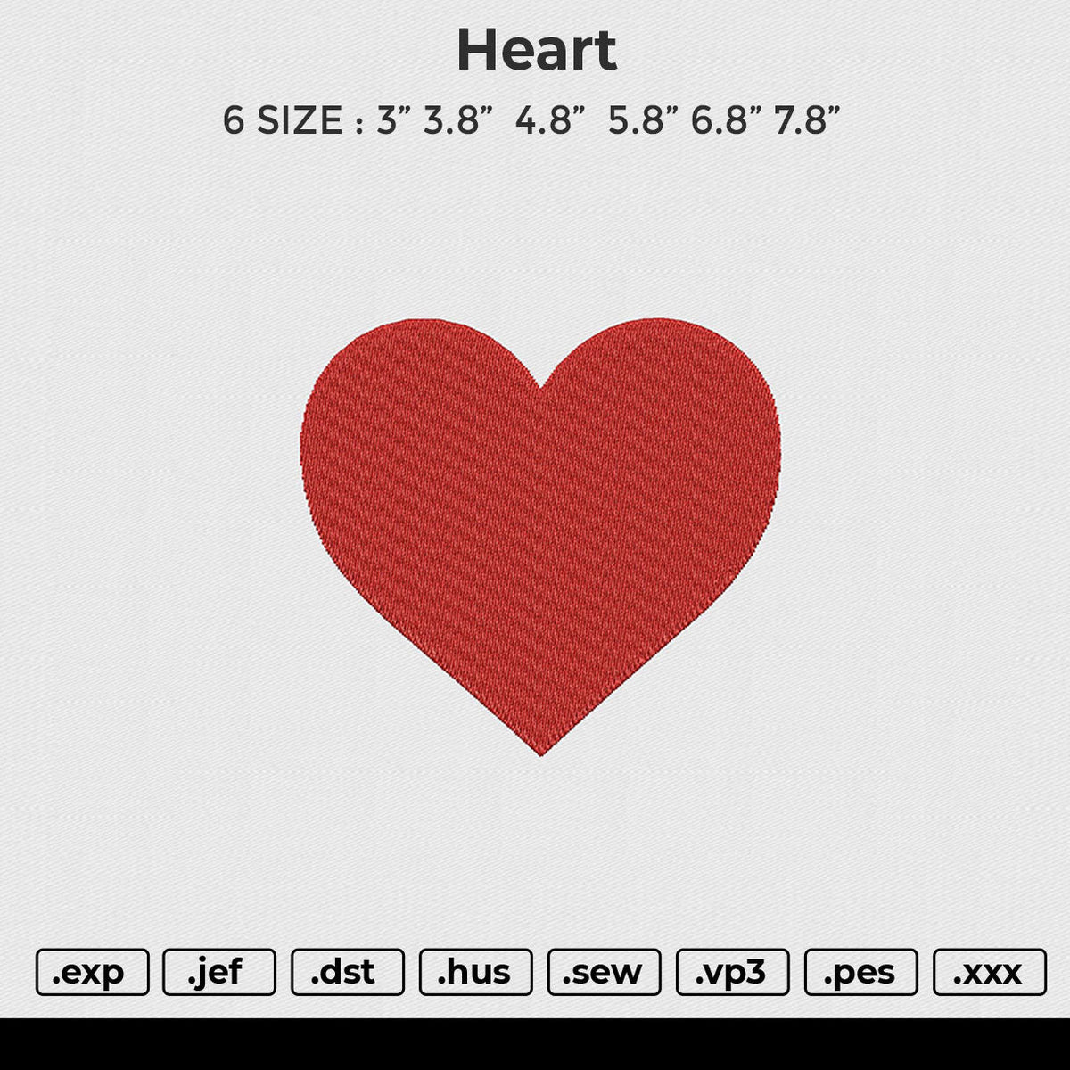 Heart love Embroidery File 6 size
