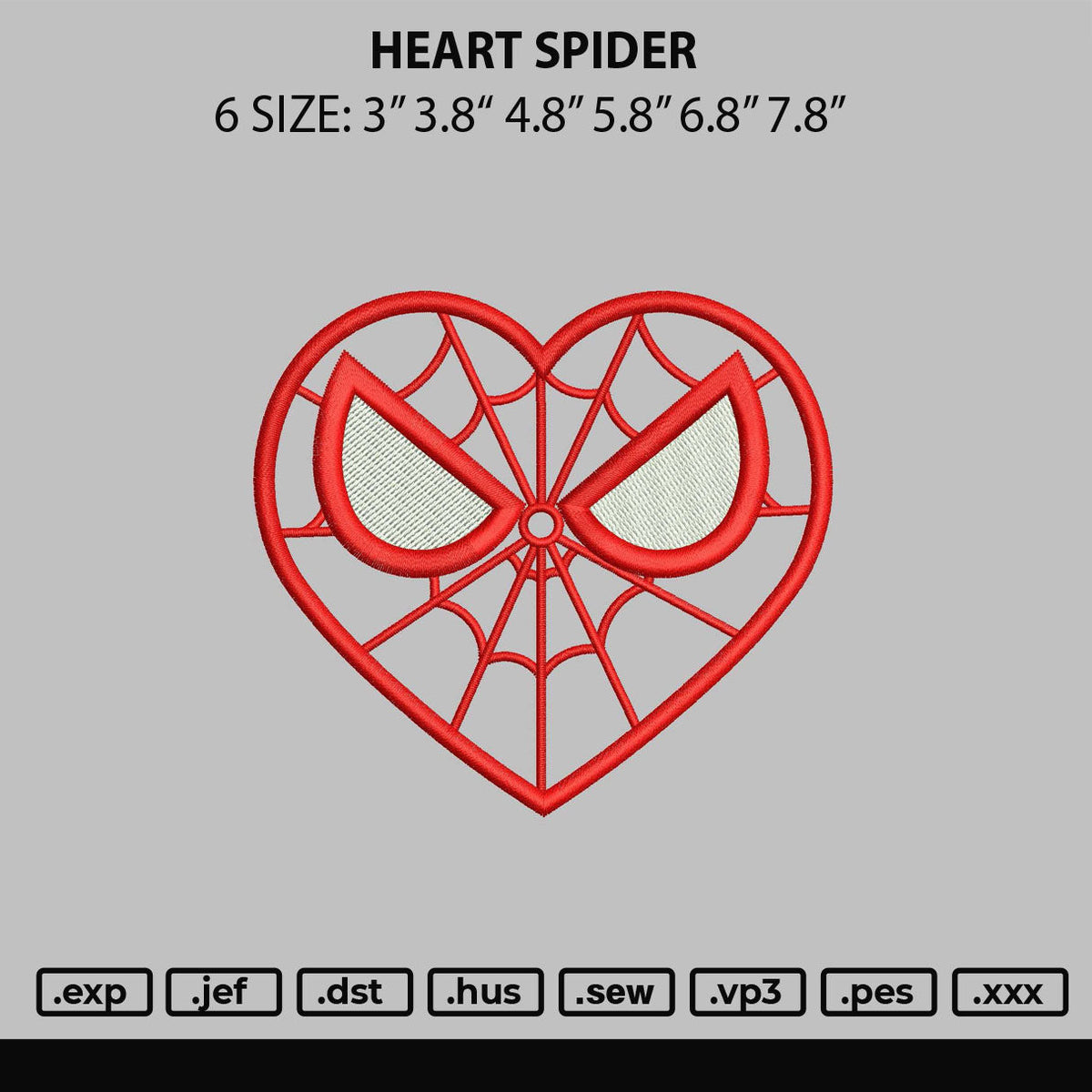 Heart Spider Embroidery File 6 sizes