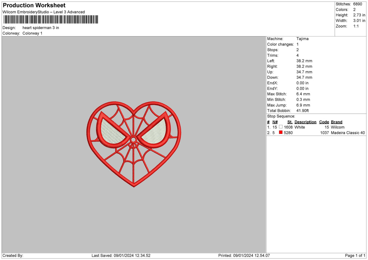 Heart Spider Embroidery File 6 sizes