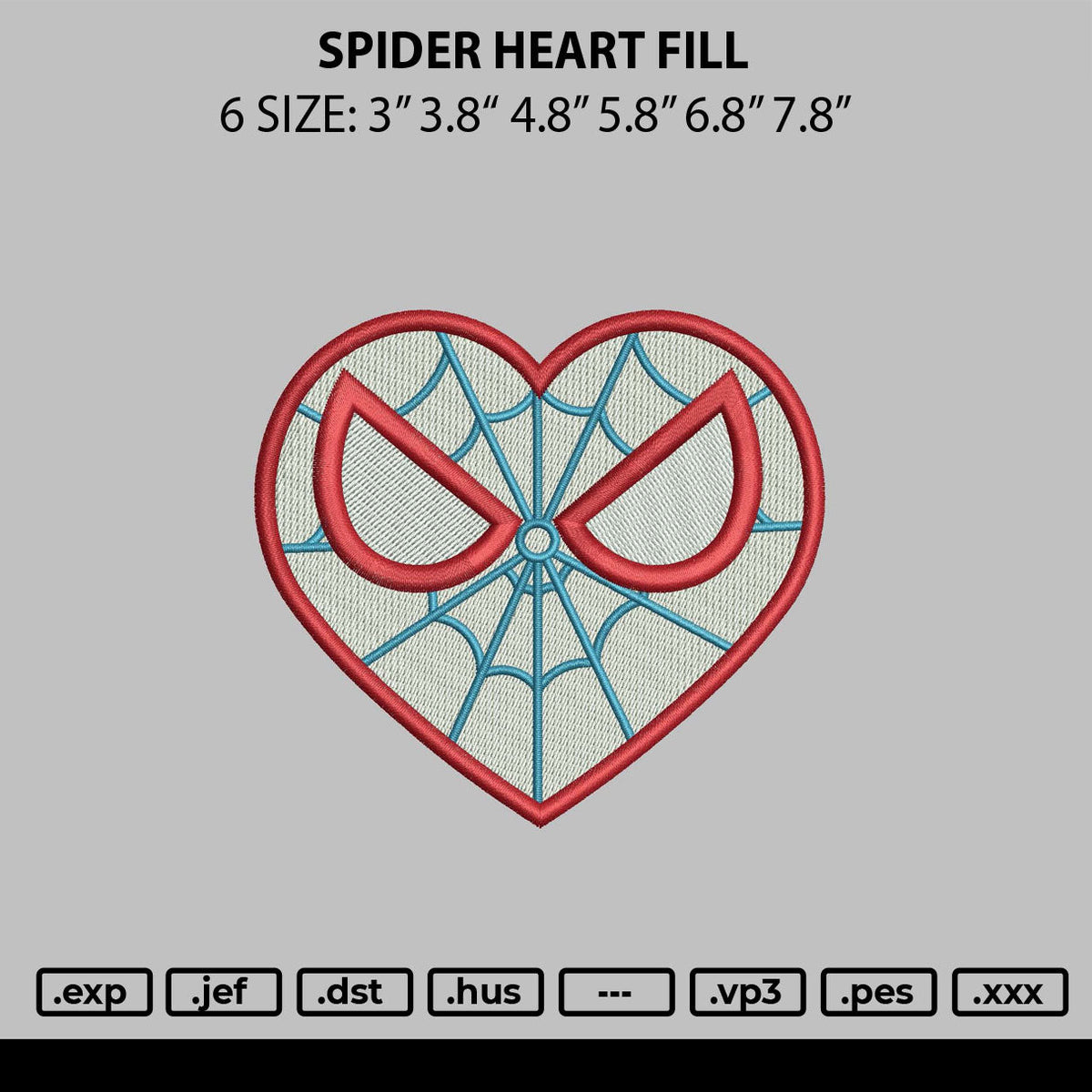Heart Spider Fill Embroidery File 6 sizes