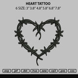 Heart Tattoo Embroidery File 6 sizes