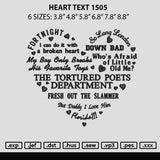 Heart Text 1505 Embroidery File 6 sizes