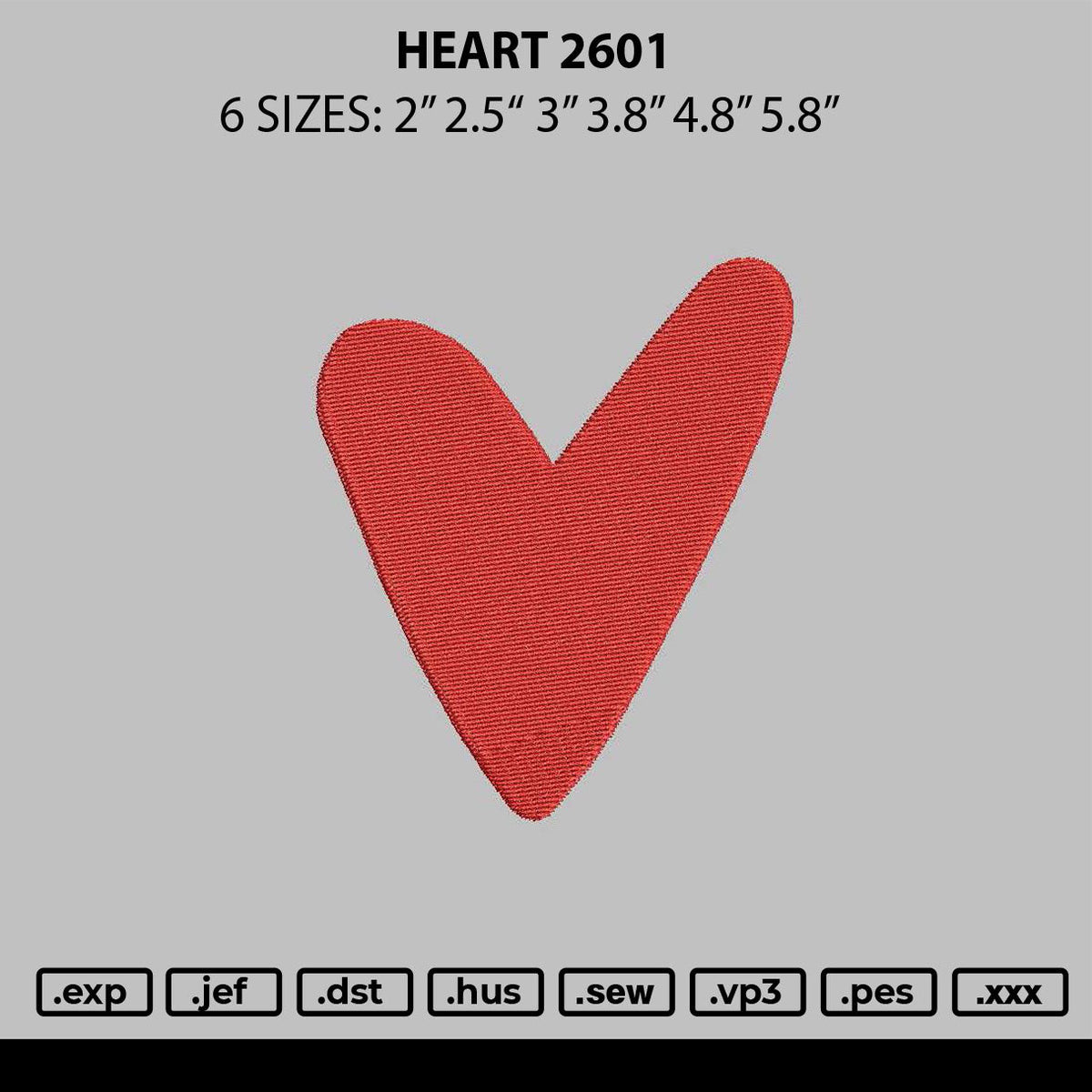 Heart 2601 Embroidery File 6 sizes