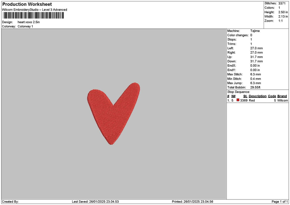 Heart 2601 Embroidery File 6 sizes