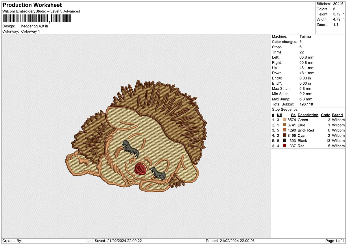 Hedgehog Embroidery File 6 size