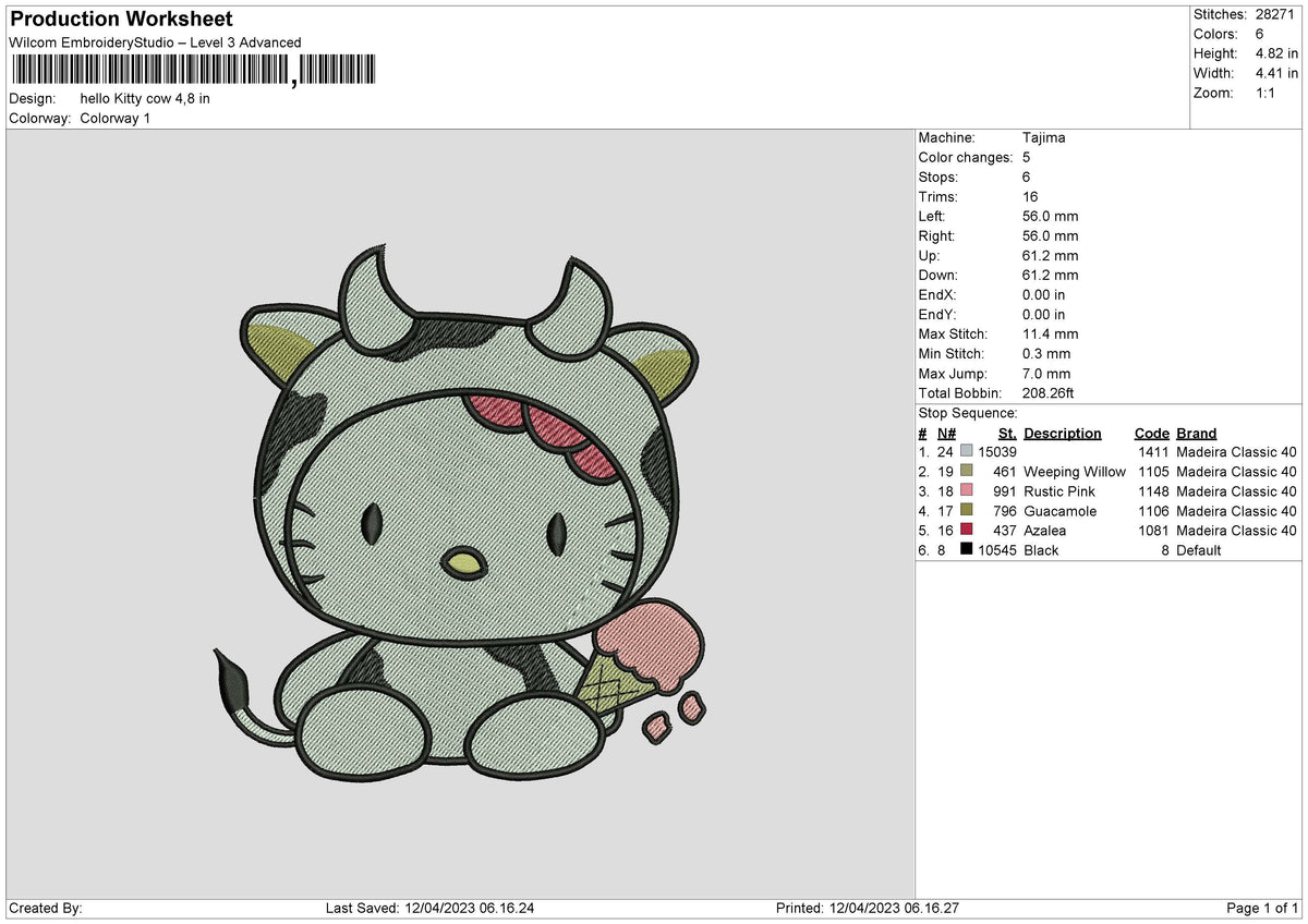 Hk Cow Embroidery File