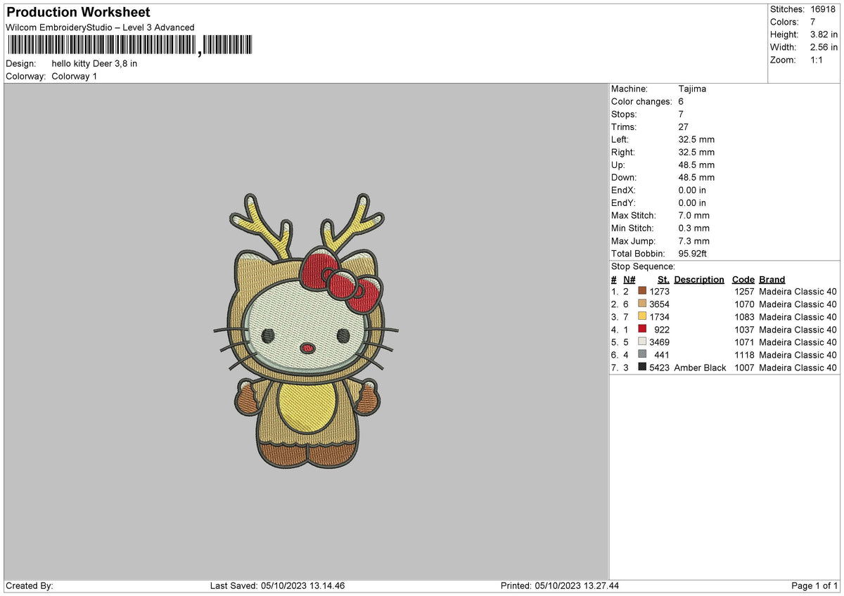Hk Deer Embroidery File 6 sizes