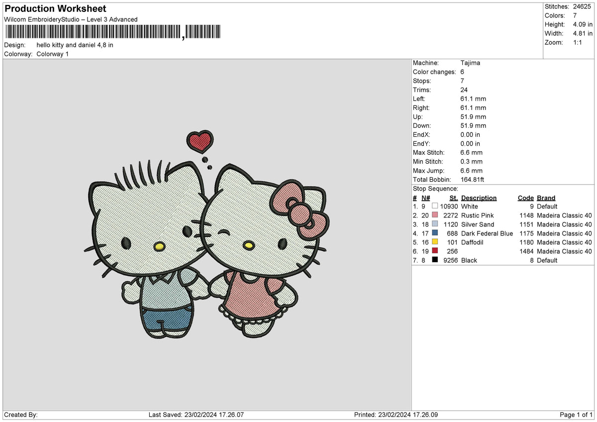 Kitty Love 2302 Embroidery File 6 sizes