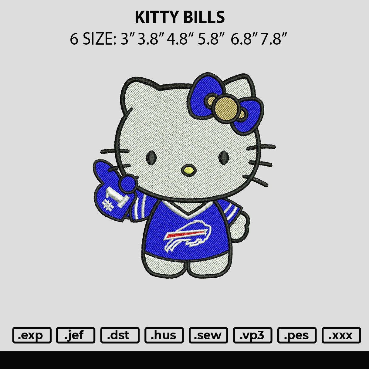 Kitty Bills Embroidery File 6 sizes