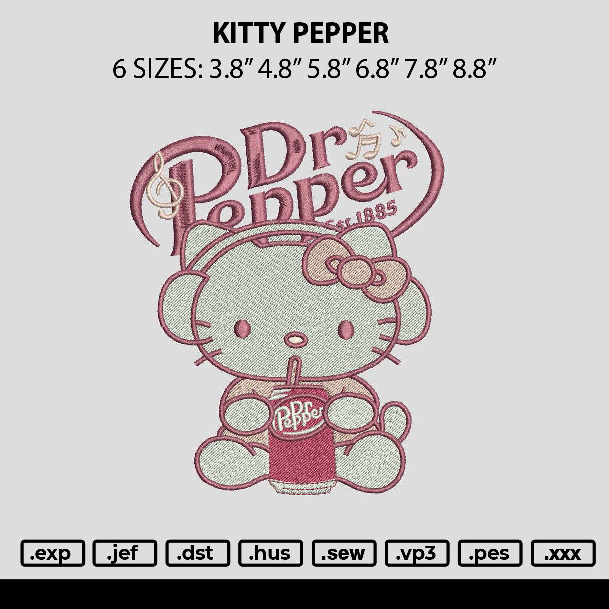Kitty Pepper Embroidery File 6 sizes
