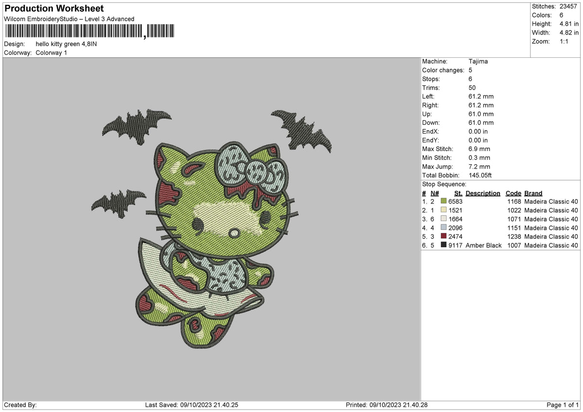 Hk Green Embroidery File 6 sizes