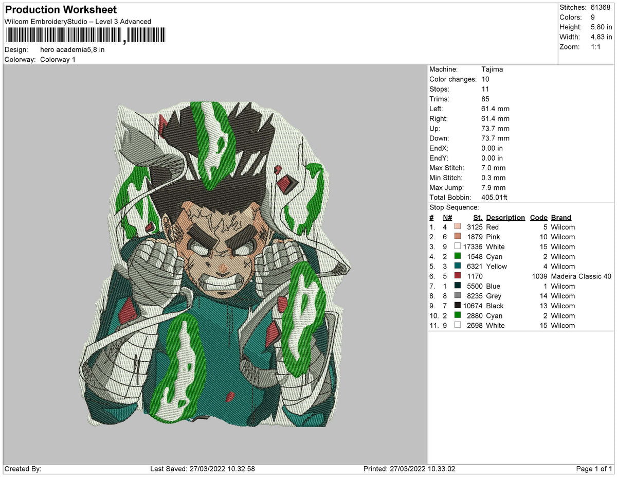 Hero Academia v2 Embroidery
