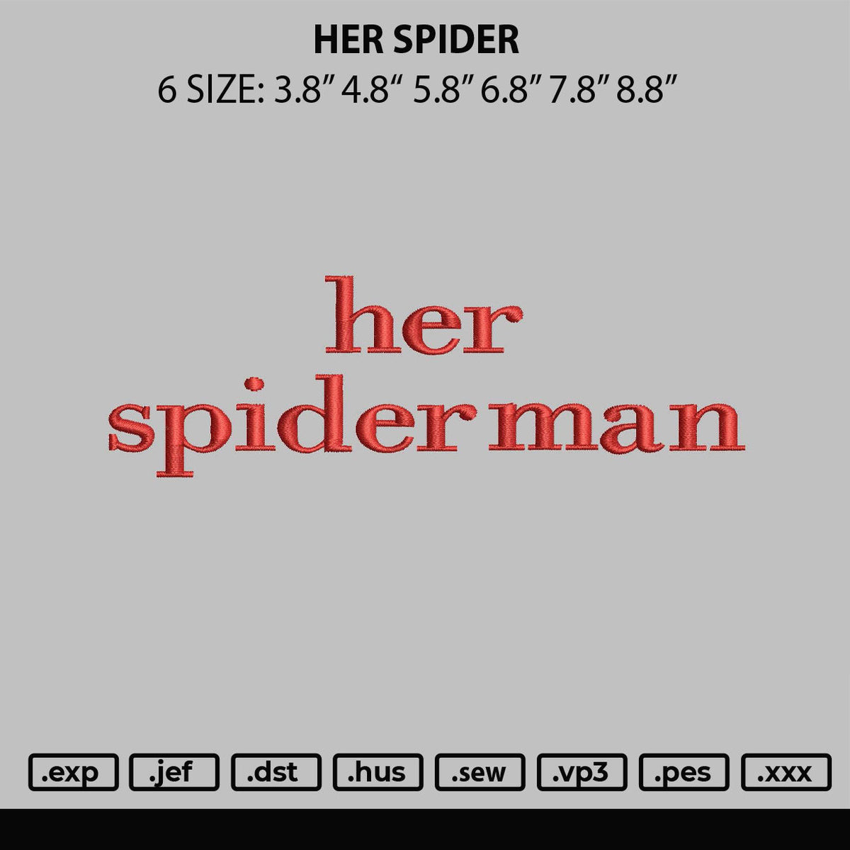 Her Spider Embroidery File 6 sizes