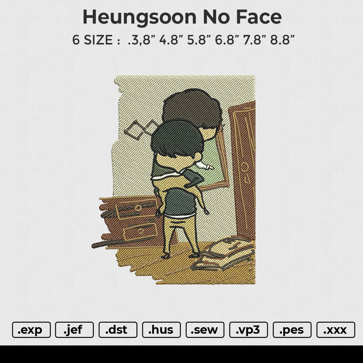 Heungsoon No face Embroidery File 6 size