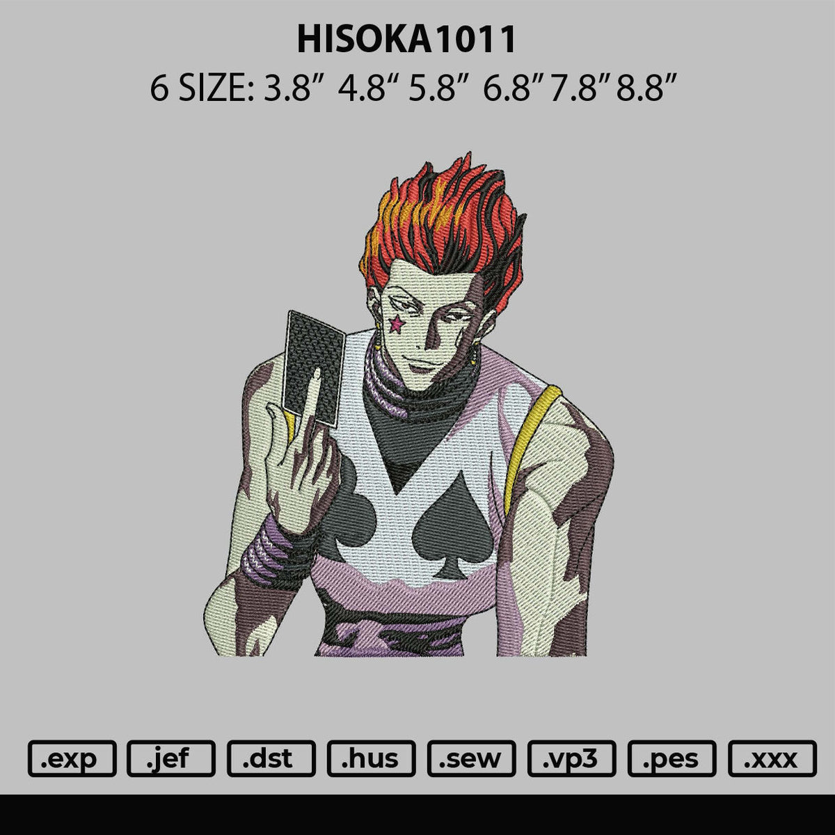 Hisoka1011 Embroidery File 6 sizes