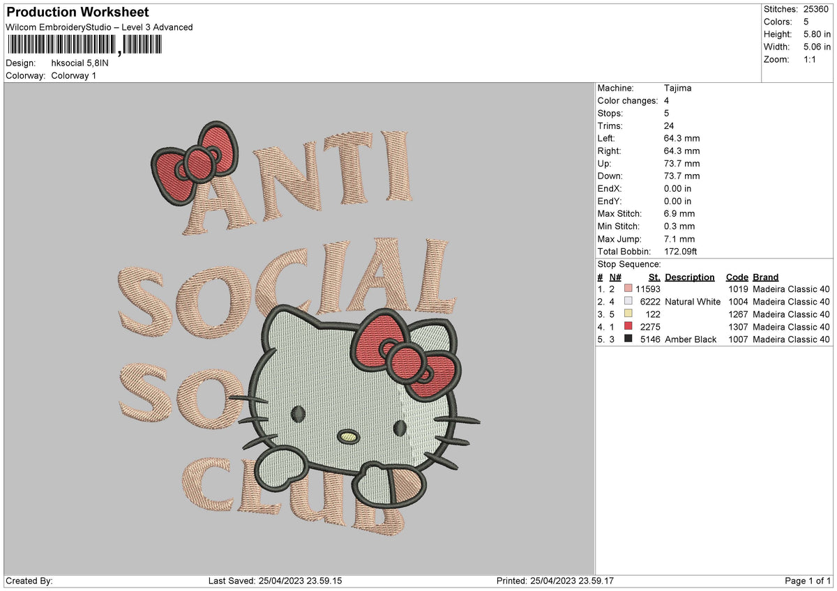 Hk Social Embroidery File 6 sizes