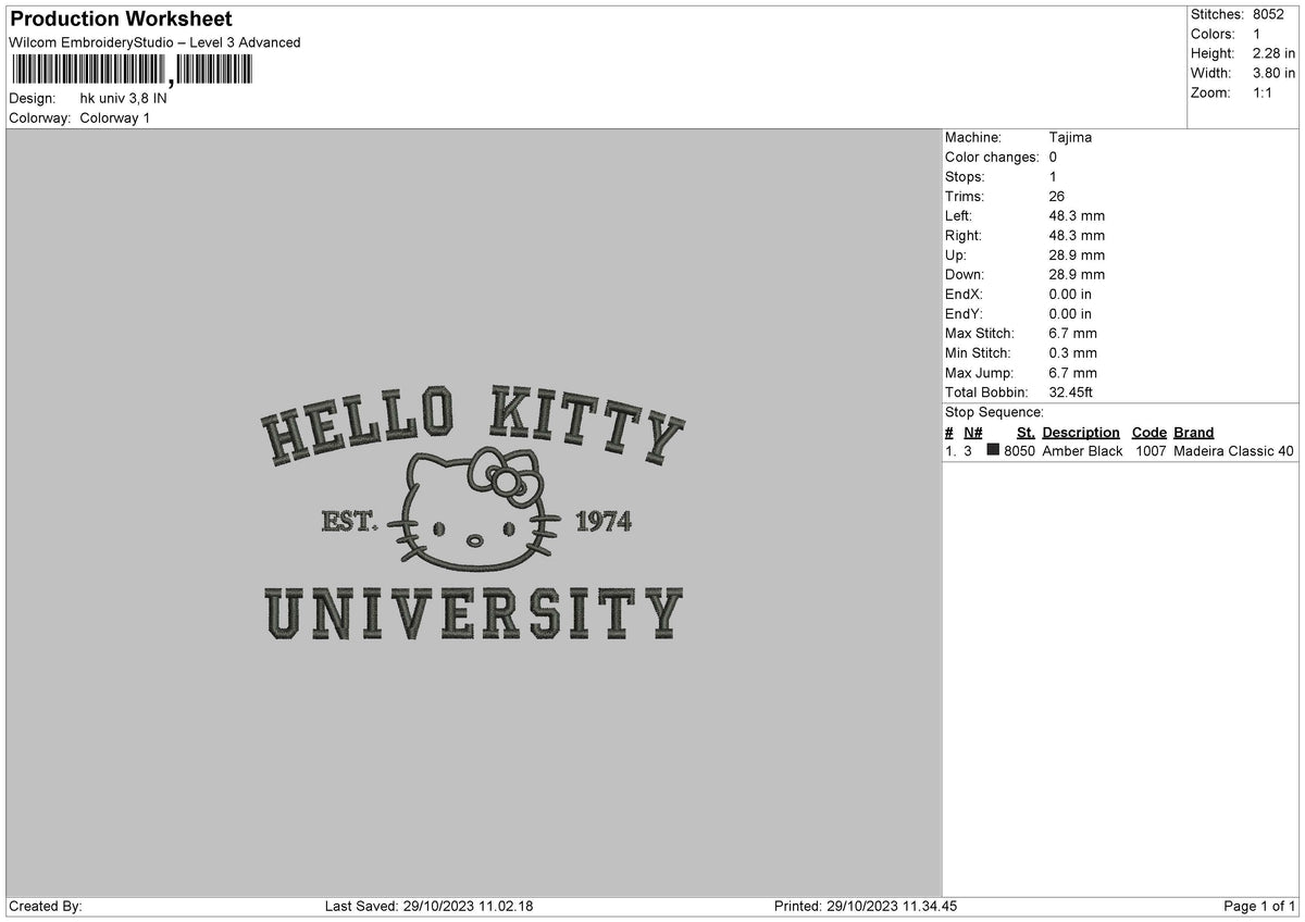 Hk Univ Embroidery File 6 sizes