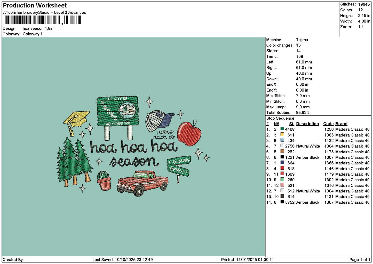 Hoatext Embroidery File 6 sizes