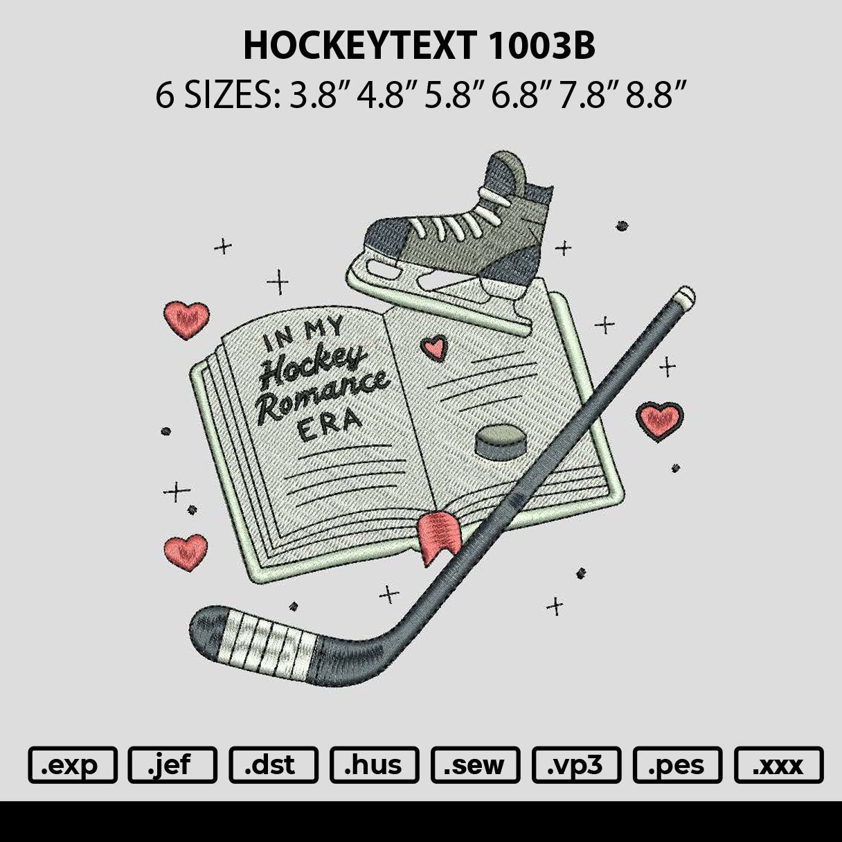 Hockeytext 1003b Embroidery File 6 sizes
