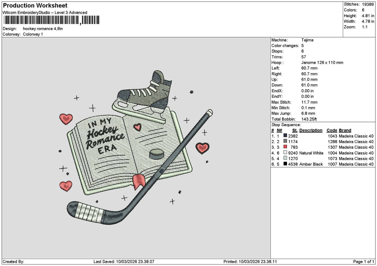 Hockeytext 1003b Embroidery File 6 sizes