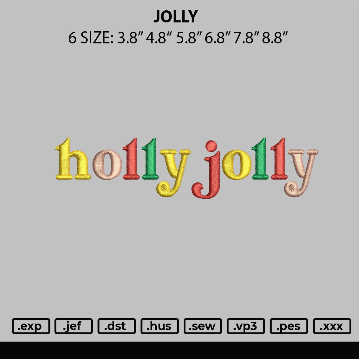 Jolly Embroidery File 6 sizes