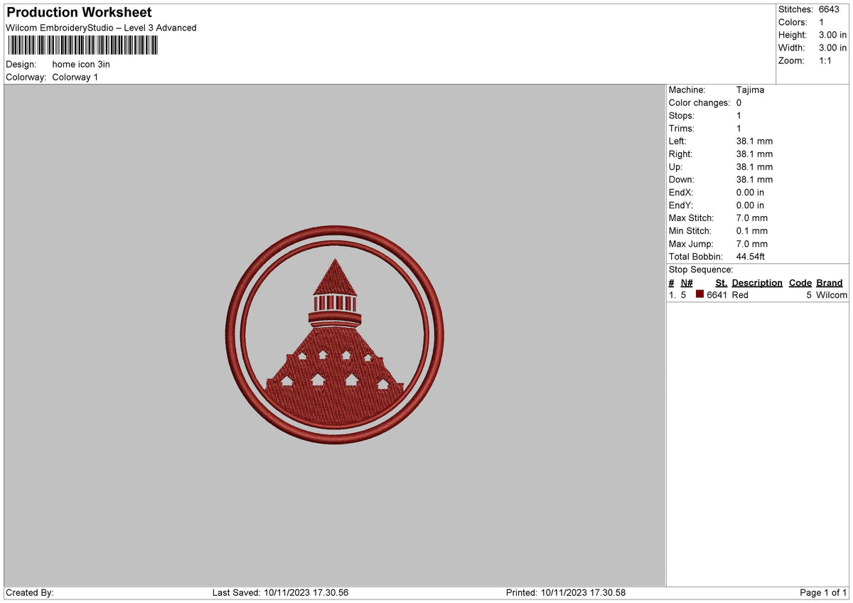 Home Icon Embroidery File 6 sizes
