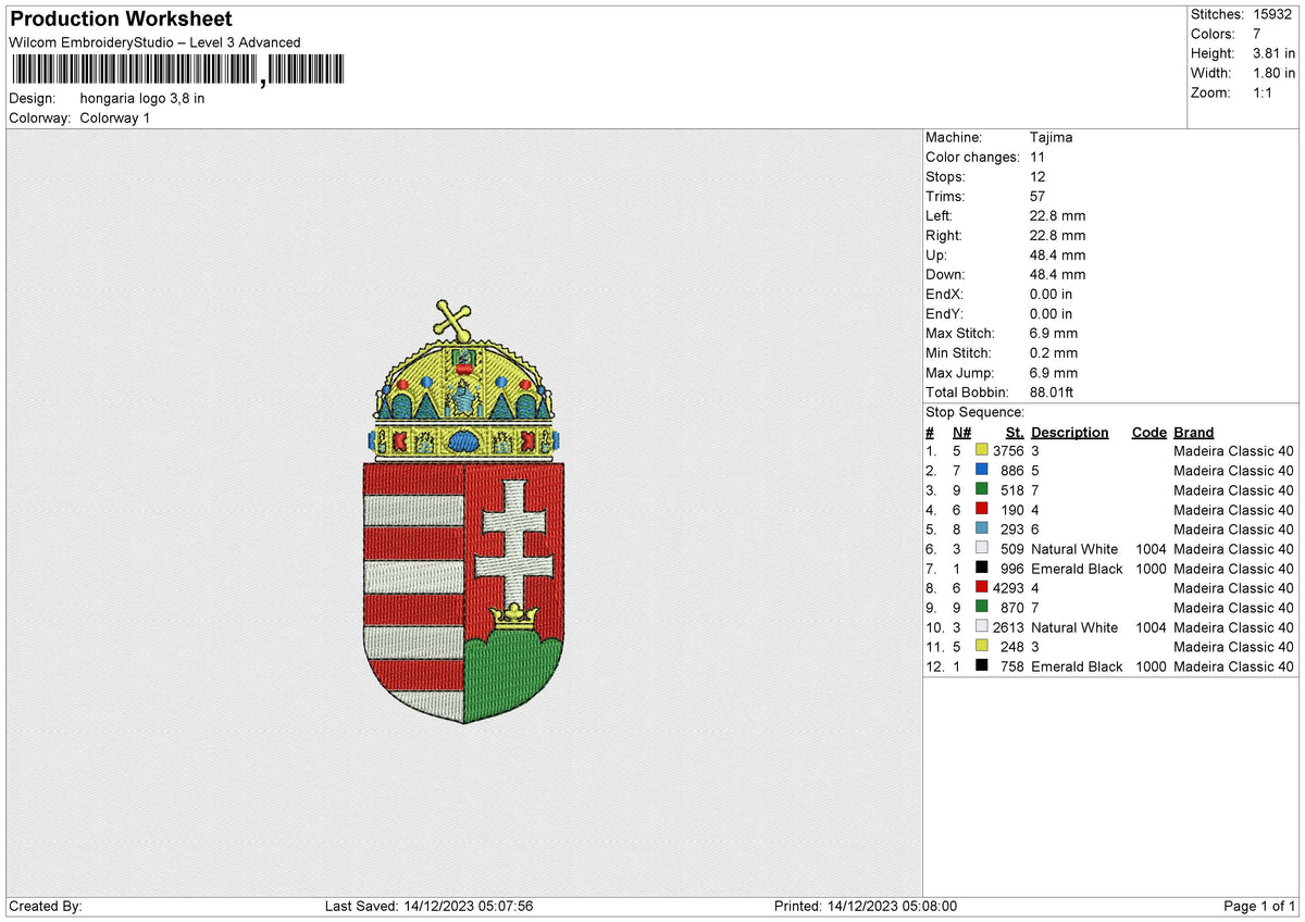 Hongaria logo Embroidery File 6 size