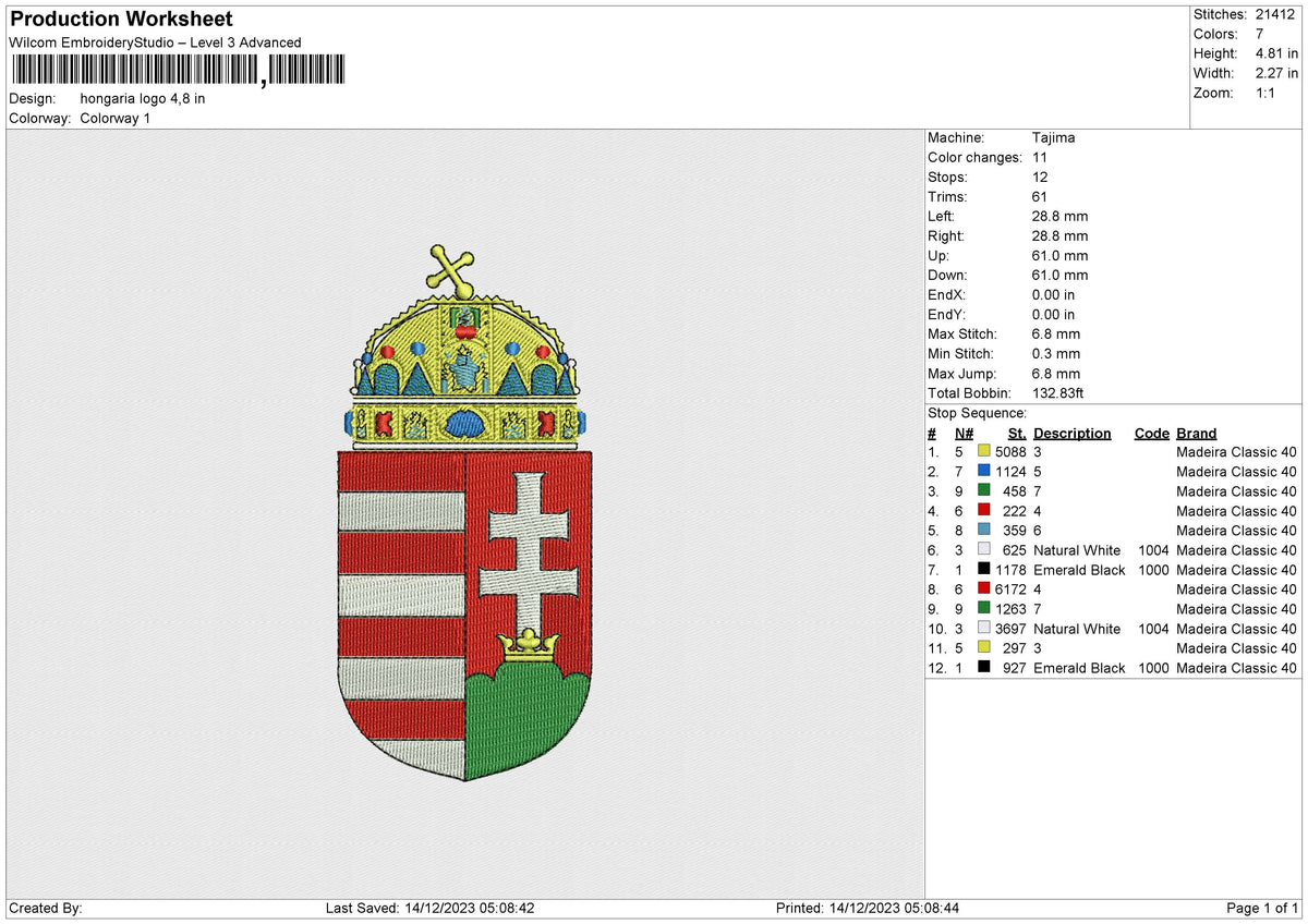 Hongaria logo Embroidery File 6 size
