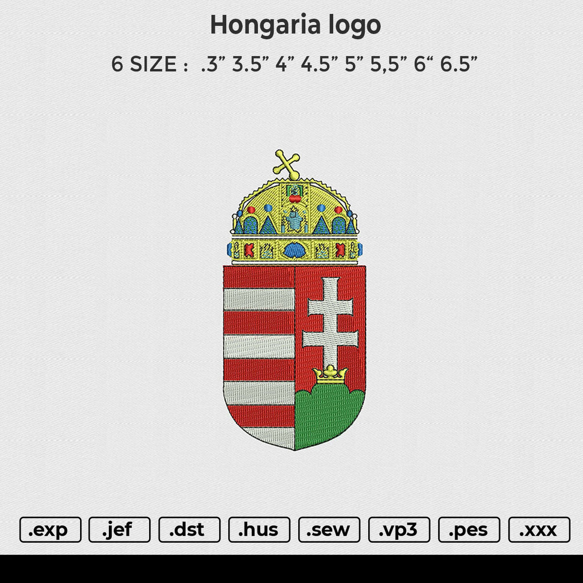 Hongaria logo Embroidery File 6 size