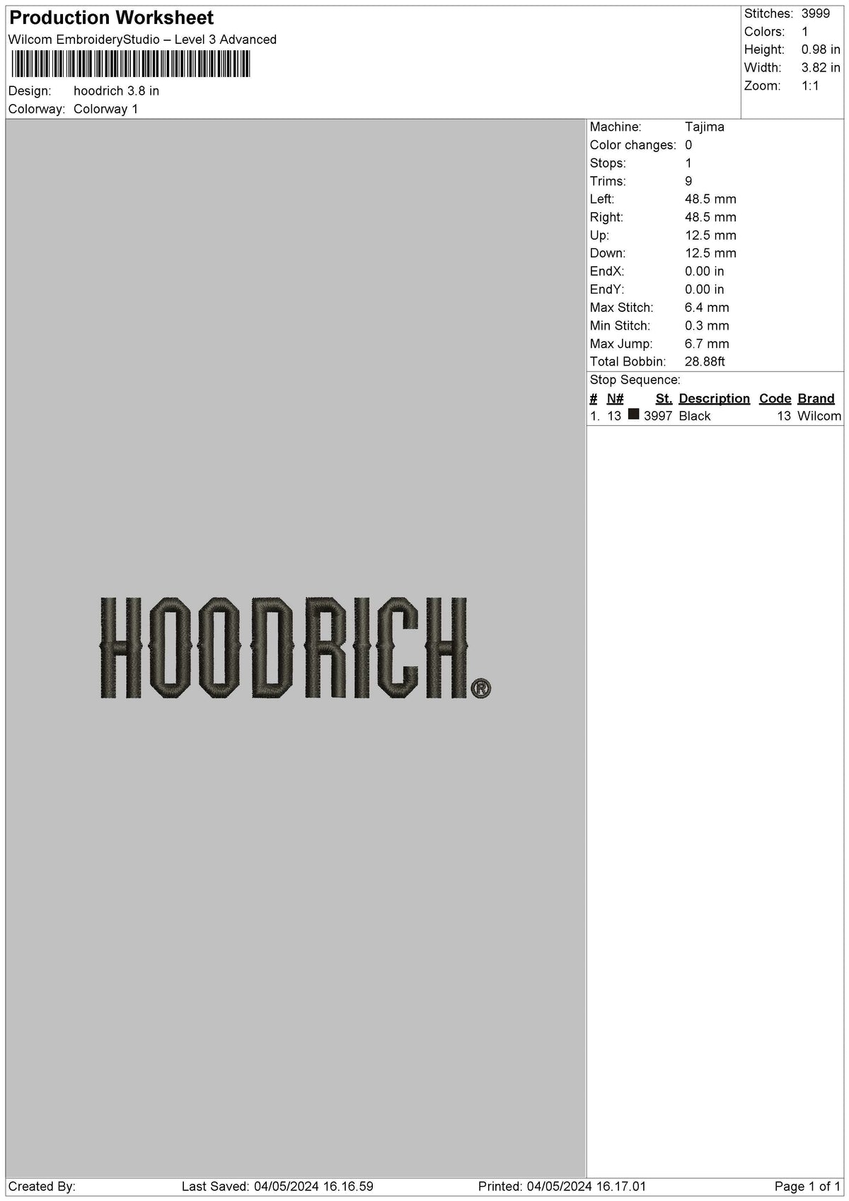Hoodrichtext Embroidery File 6 sizes