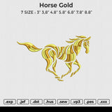 Horse gold Embroidery File 6 size
