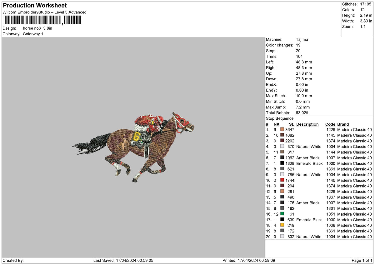 Horse No6 Embroidery File 6 sizes