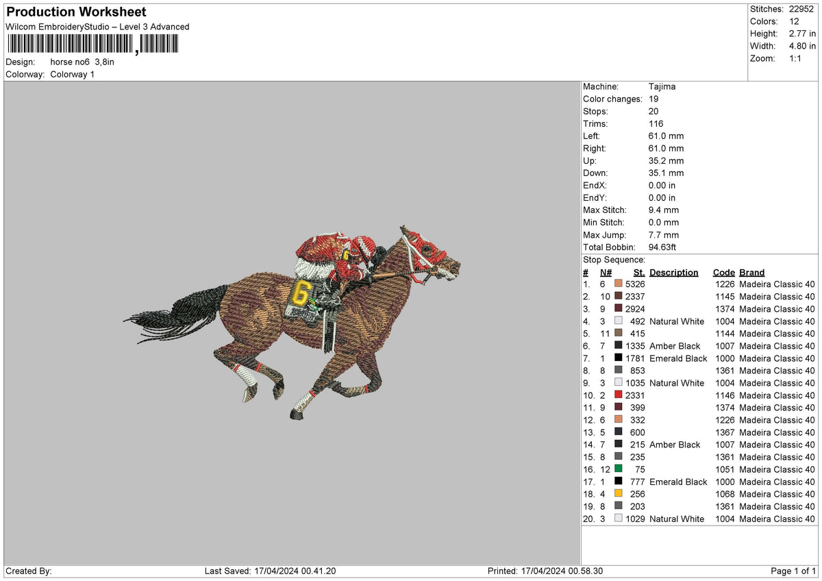 Horse No6 Embroidery File 6 sizes