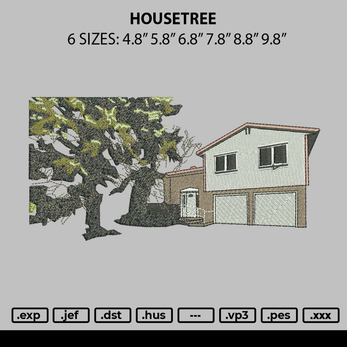 Housetree Embroidery File 6 sizes