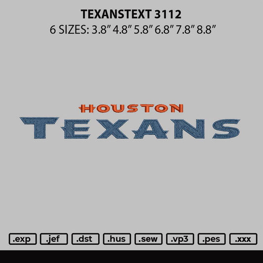 Texanstext 3112 Embroidery File 6 sizes