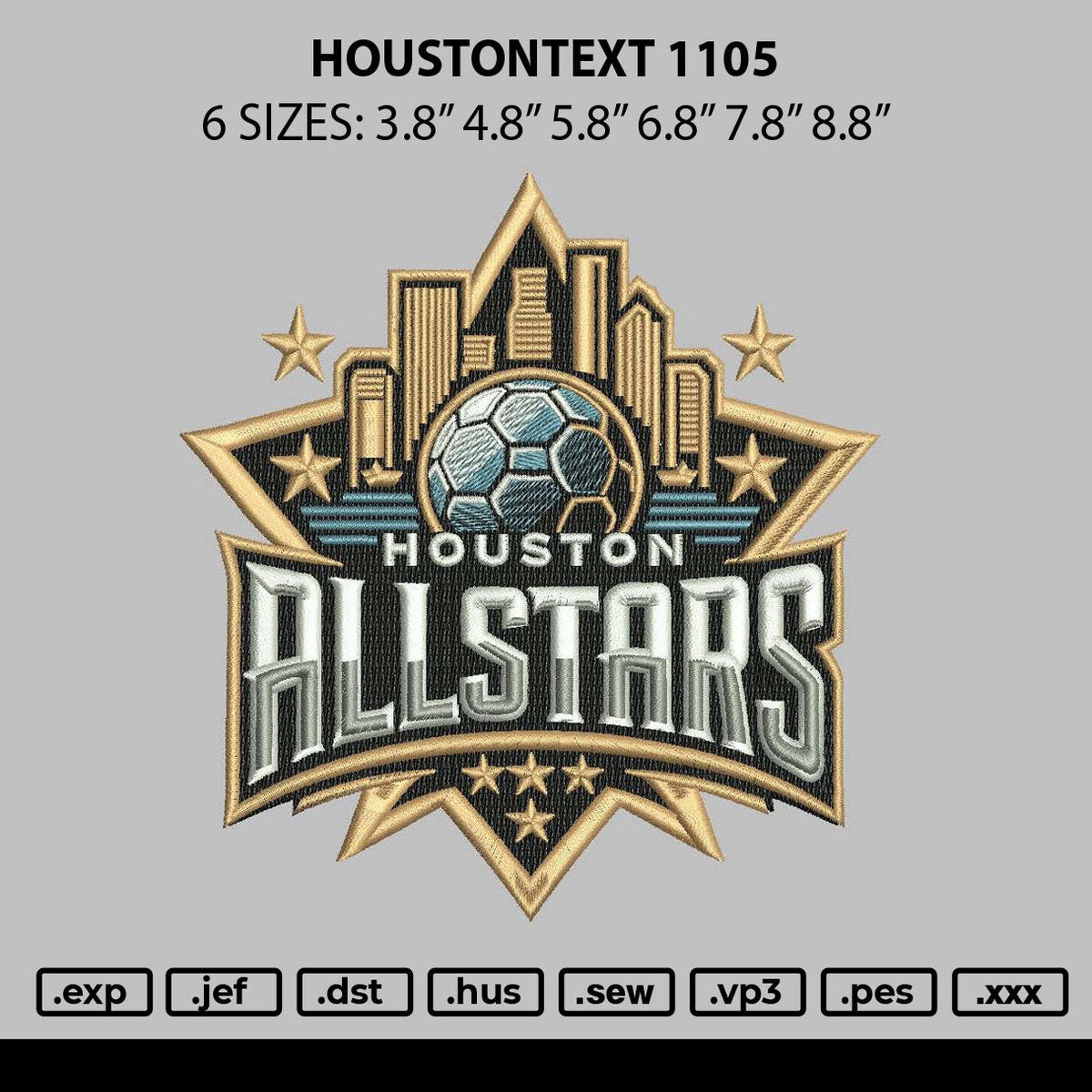 Houstontext 1105 Embroidery File 6 sizes