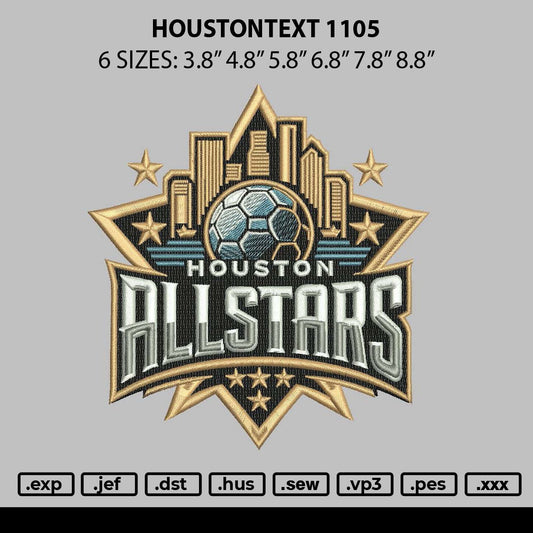 Houstontext 1105 Embroidery File 6 sizes