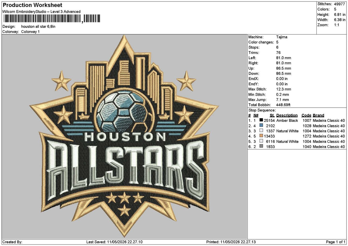 Houstontext 1105 Embroidery File 6 sizes