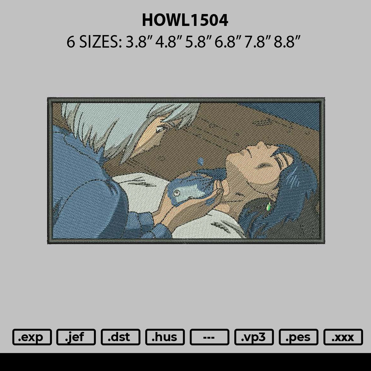 Howl1504 Embroidery File 6 sizes