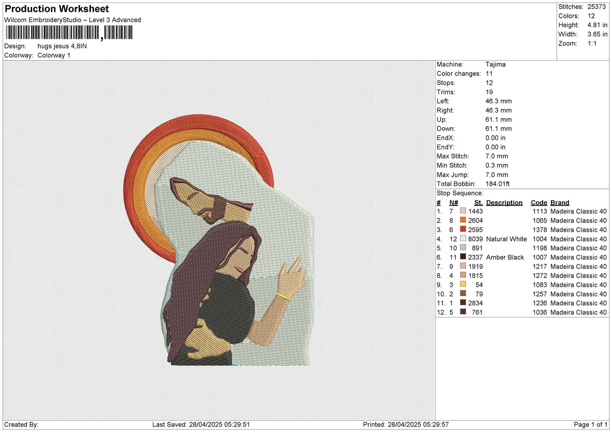 Hugs jesus Embroidery File 6 size