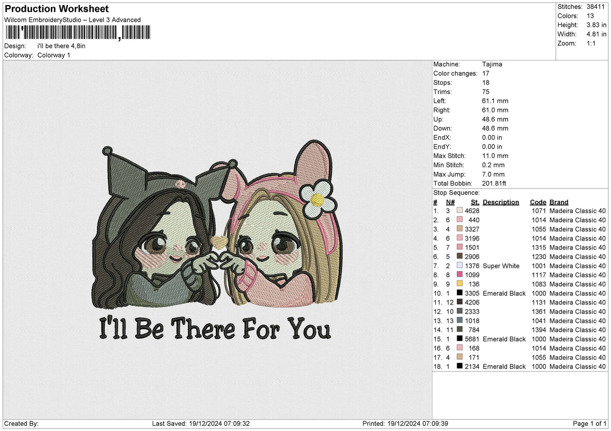 i'll be there Embroidery File 6 size